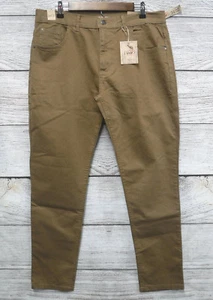 Pantalones 1738 Dynasty para Hombres Talla 36X32 Tabaco Calce Ajustado Sarga Elastizados Pantalones Nuevos - Imagen 1 de 4