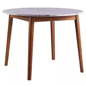 Teamson Home Ashton Round Shape Dining Table Desk With Storage With Faux Marble - Picture 1 of 9