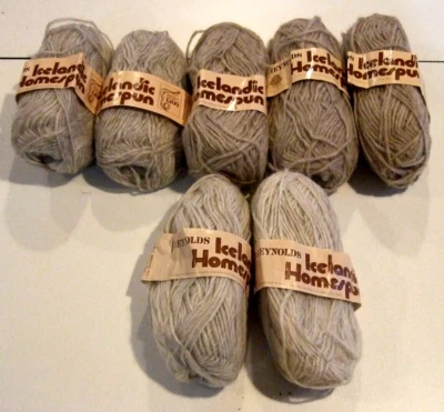Lot of 7 Skeins Bone & Brown Yarn by Reynolds Icelandic Homespun - NEW (#113) - Image 1 of 4