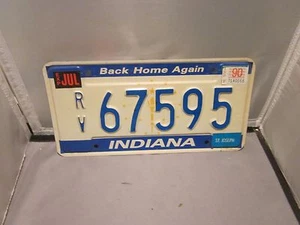 VINTAGE 1990 RV INDIANA NUMMERNSCHILD # 67595 ST JOSEPH ABGELAUFEN GRAU & BLAU * - Bild 1 von 2