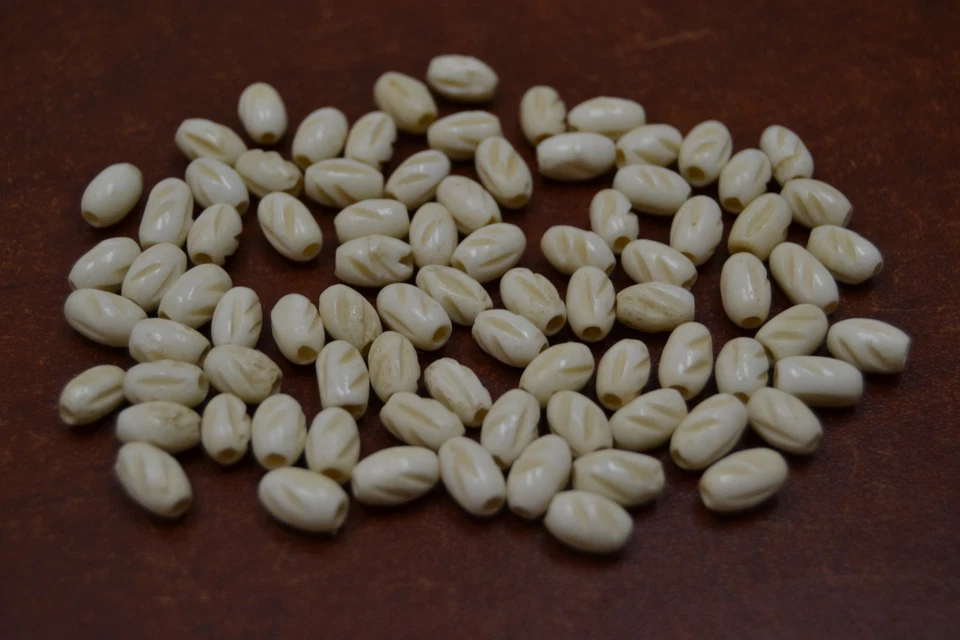 160 PCS CARVED BROWN BUFFALO BONE TUBE BEADING BEADS 9MM #T-1622 - Image 1 of 1