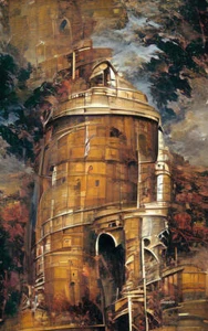 The Steampunk Water Tower by Barbara Snyder Abstract Fantasy Fine Art Print - Foto 1 di 3
