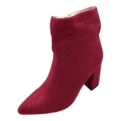 Womens Ladies Fuchsia Pink Faux Suede High Heel Shoes Ankle Boots Size UK 4 New - Image 1 of 4