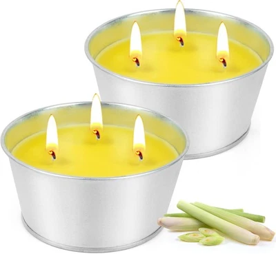 2PK Large Citronella Candles Outdoor Lemongrass Scent 180Hr Burn - Image 1 of 4