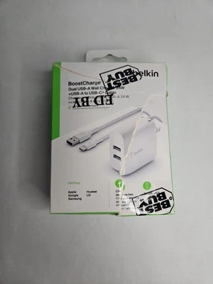 Cargador de pared doble Belkin 24W con cable USB-C a USB-A Foto 1 de 4