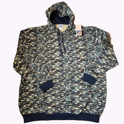 Sudadera con capucha suéter Russell Athletic 4XL para hombre - verde camuflaje múltiple  Foto 1 de 4