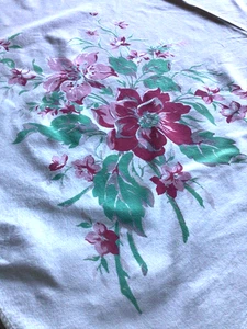 Vintage Tischdecke rosa Blumen 46 x 54 - Bild 1 von 6
