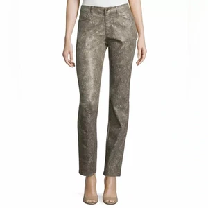 Lafayette 148 New York Women's Sz 2 Straight Leg Snake Pattern Jeans Pants Brown - Picture 1 of 8