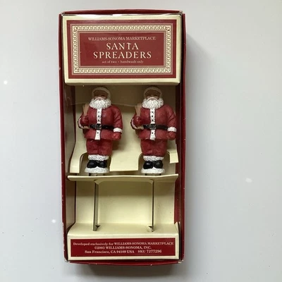 Espalhadores de Natal Williams Sonoma Papai Noel conjunto de 2 na caixa 2003 - Imagem 1 de 4