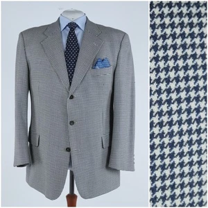 Mens HUGO BOSS Sport Coat 48R US Size Check Grey Wool Blazer Vintage Jacket - Picture 1 of 16