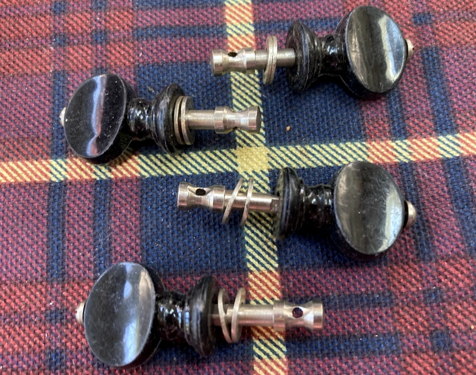 Set of Vintage 1960s-1970s Ukulele Friction Tuners, Black Button Tuning Machines - Image 1 of 2
