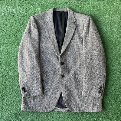 Sz M- Vintage Stafford Harris Tweed two-button wool blazer sport coat men’s gray - Image 1 of 4
