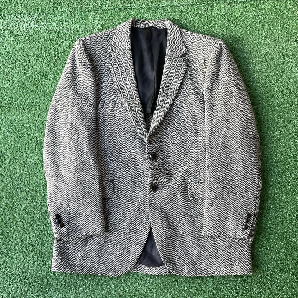 Talla M- Vintage Stafford Harris Tweed Dos Botones Lana Blazer Abrigo Deportivo Hombre’s Gris Foto 1 de 4