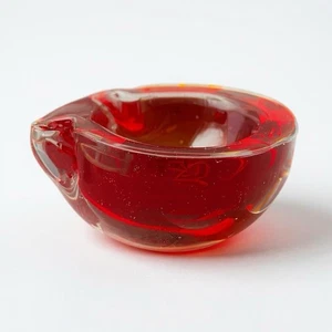 Vintage Murano Sommerso rot orange MCM Glas Aschenbecher Schale Kerzenhalter 60er - Bild 1 von 15