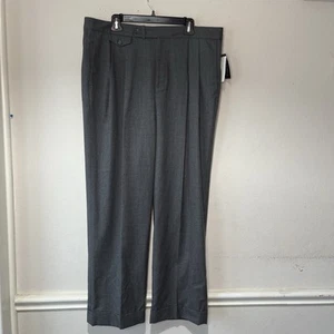  Lauren Ralph Lauren Wool Wide Leg Cuffed GrayTrousers Pants  Classic  14W New - Picture 1 of 22