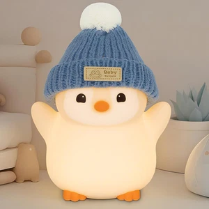FAMIDUO Penguin Night Light for Kids, Adorable Penguin Lamp with Hat, Food Gr... - Picture 1 of 12