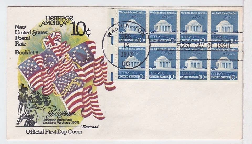TurtlesTradingPost- Jefferson Memorial Booklet 1973 FDC #1510c Fleetwood - Image 1 of 1