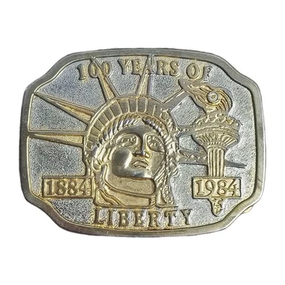 Hebilla de cinturón para hombre 1986 Estatua de la Libertad 100 años Libertad dos tonos 1886 - 198 Foto 1 de 4