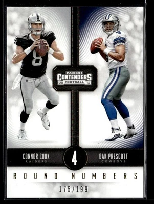 2016 Panini Contenders #13 Connor Cook / Dak Prescott SN199 ROOKIE Gold #/199 - Image 1 of 2