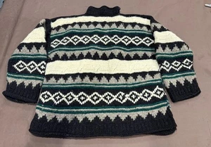 Suéter tejido con cable de lana islandés vintage Fair Isle pescador noruego grueso - Imagen 1 de 7