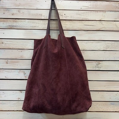 Bolso de Mano Vintage Merona Gamuza Cuero Púrpura Gran Tamaño Shopper QuietLuxury Años 90 Foto 1 de 4