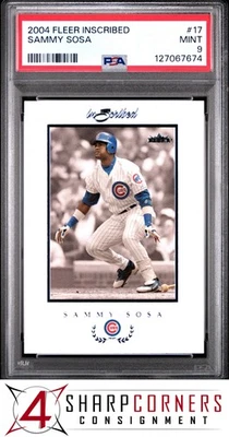 2004 FLEER INSCRIBED #17 SAMMY SOSA CUBS POP 1 PSA 9 - Image 1 of 3
