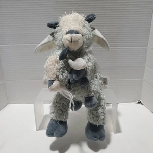 Bunnies By The Bay Baby & Me Billy Goat & Kid Popcorn Texture Blue Cream 9" - Picture 1 of 16