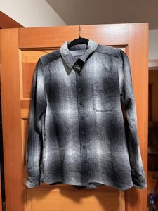 Pendleton Women's Meredith Button Down Wool Shirt Black/White Ombre Medium - Picture 1 of 3