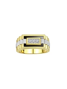 Rylos 925 Gelbgold plattiert Silber Onyx Rechteck Designer Ring Größe 8-13 - Bild 1 von 5
