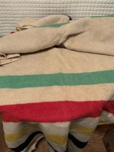 1930's VINTAGE 3.5 Point 80X60 HUDSON’S BAY BLANKET 100% Wool England antique - Picture 1 of 8