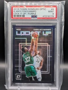Giannis Antetokounmpo 2018 Panini Donruss Optic Lock It Up Purple #4 PSA 9 - Picture 1 of 2