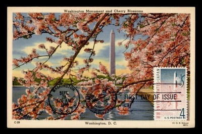 DR WHO 1960 FDC JAPAN/US RELATIONS WASINGTON MONUMENT MAXIMUM CARD M60136 - Image 1 of 2