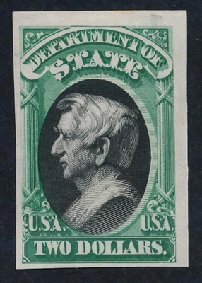 UNITED STATES (US) O68P3 $2 STATE DEPT. VF INDIA PROOF - Image 1 of 2