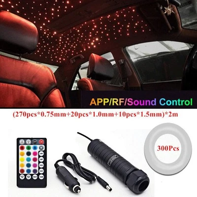 12V RGB LED Car Roof Ceiling Headliner Star Lights Kit 300Pcs Mixed Fiber Optic - Image 1 of 4