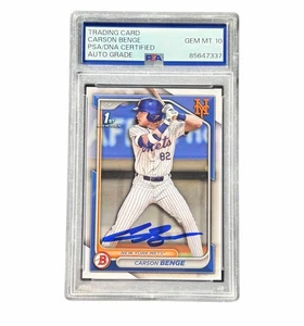 Carson Benge signed 1st Bowman Paper Auto Card New York Mets handsigniert PSA 10 - Bild 1 von 2