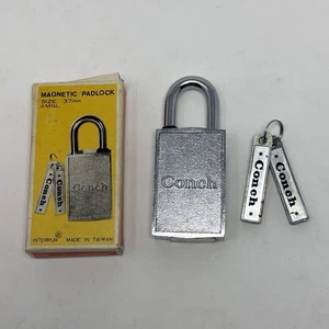 Vintage Conch Magnetic Lock with Two Magnet Keys Open Box 37mm #MGL - Picture 1 of 9