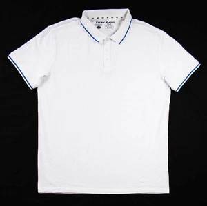 XRAY Mens Polo Shirt L Pullover Short Sleeve Ribbed Collar Stretch Cotton White - Picture 1 of 5