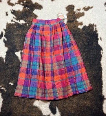 Falda De Colección LL Bean Mujer 12 Rosa Preppy Algodón A Cuadros Madras 1970 EE. UU. Foto 1 de 4