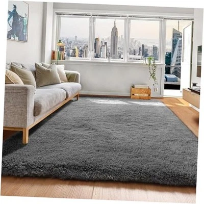  Alfombras de área para dormitorio sala de estar, esponjosas difusas 4' x 6' (rectangulares) grises Foto 1 de 4