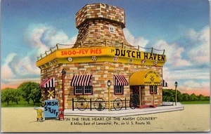 Postal vintage de los años 50 de Lancaster, PA RESTAURANTE REFUGIO HOLANDÉS / Tichnor CROMO - Imagen 1 de 2