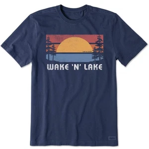 Life is Good 99949 - Men's Wake N Lake Short Sleeve Tee - Darkest Blue - Picture 1 of 3
