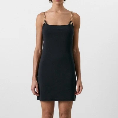 Nuevo con etiquetas Vestido Mini Sin Mangas Cult Gaia X Gap Negro con Correas de Cadena Talla Mediana Foto 1 de 4