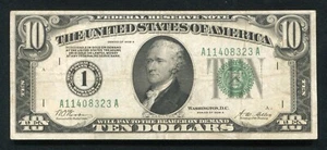 FR. 2001-A 1928-A $10 FRN “GOLD ON DEMAND” BOSTON, MA VERY FINE *RARE* - Picture 1 of 2