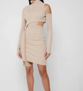 Maniere De Voir Suspender Skirt Small Khaki Women’s Knee Length Straight Pencil - Picture 1 of 10