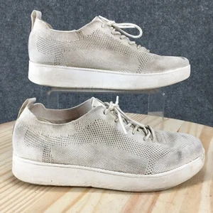 FitFlop Shoes Womens 9 Casual Sneakers Comfort DR4-194 White Fabric Lace Up - Picture 1 of 16