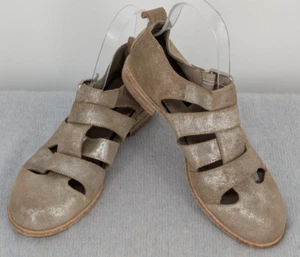 SESTO MEUCCI Strappy Flats Size EU37 US 6.5 Leather Upper Lining Sole Taupe - Picture 1 of 9