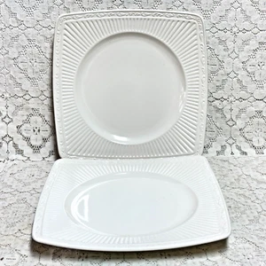 Mikasa Italian Countryside Soft Square Dinner Plates 10 3/4" Ribbed Set 2 New - Picture 1 of 7