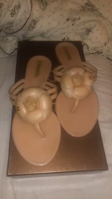 Chanel Camelia Bebé Rosa Jalea Chanclas Sandalias Talla 37 Zapatillas Zapatos 7 6 Foto 1 de 4