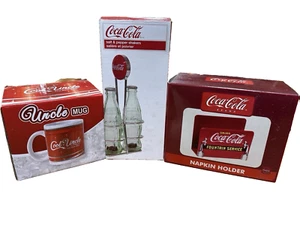 Lot of Coca-Cola Napkin Holder, Salt-N-Pepper Shaker, & Coffee Mug Free Shipping - Picture 1 of 10
