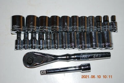 NEW CRAFTSMAN 24-PC 6-PT 1/4" DRIVE INCH/METRIC SOCKETS AND RATCHET SET - Image 1 of 2